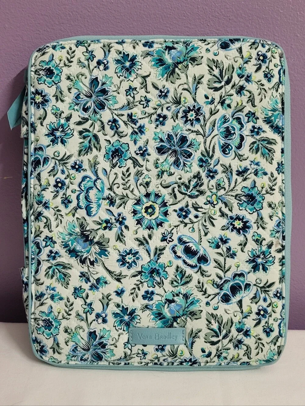 VERA BRADLEY Blue Cloud Vine Floral Zip-up School Organizer Folder Tech Case NEW